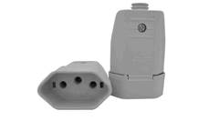 PLUGUE FEMEA 2P+T 10A CINZA ROMAZI