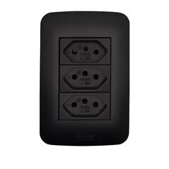 TOMADA TRIPLA 10A CANOA BLACK