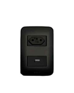 TOMADA USB + TOM. 10A CANOA BLACK