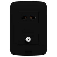 TOMADA RJ11 DUPLA + TOM. TV CANOA BLACK